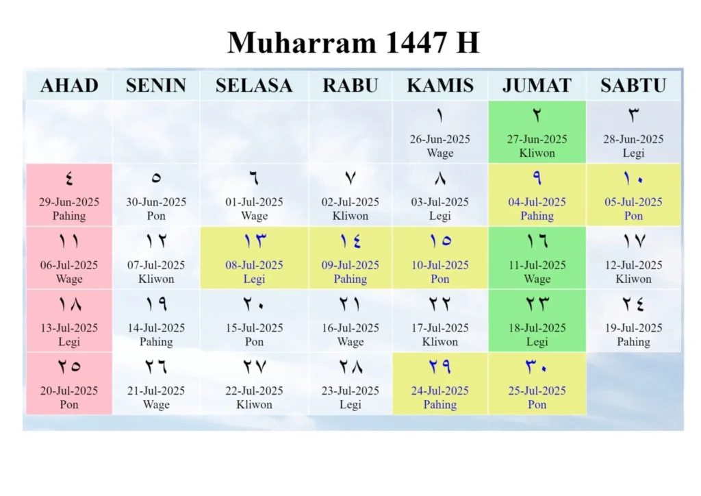 Kalender hijriah global tunggal khgt muhammadiyah muharram 1447 h 1536x1086