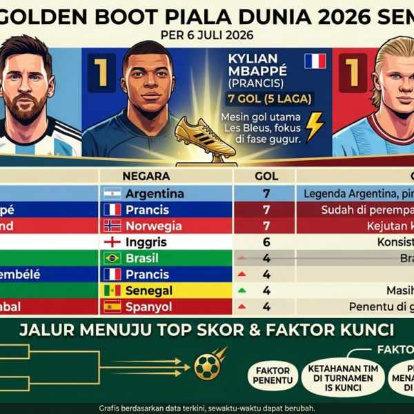 ​Sengit! Messi, Mbappé, dan Haaland Berebut Sepatu Emas Piala Dunia 2026