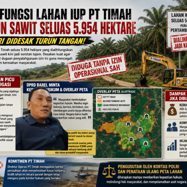 Kortas Polri Didesak Usut Alih Fungsi 5.954 Hektare Lahan IUP PT Timah Menjadi Kebun Sawit