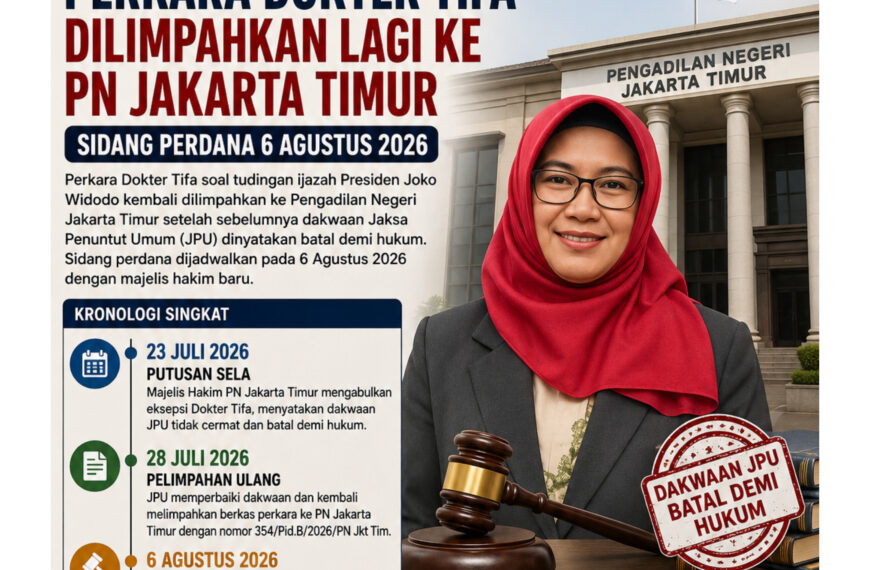 Perkara “Dokter Tifa” Dilimpahkan Ulang ke PN Jaktim, Sidang Perdana Digelar 6 Agustus 2026