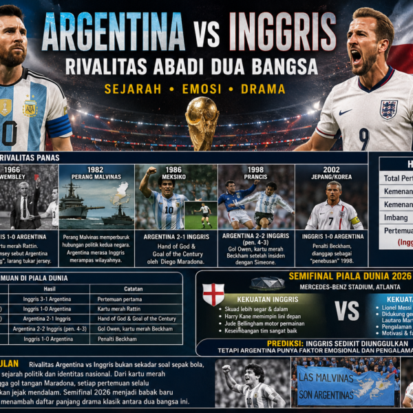 ​Bara Sejarah Rivalitas Argentina vs Inggris