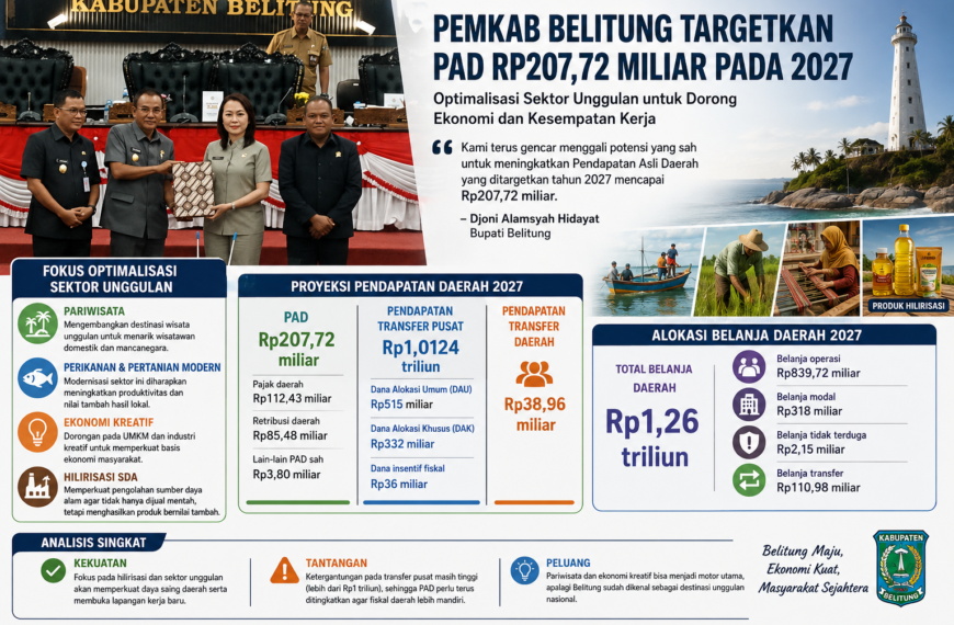 Pemkab Belitung Targetkan PAD Rp207,72 Miliar pada 2027, Fokus pada Hilirisasi dan Sektor Unggulan
