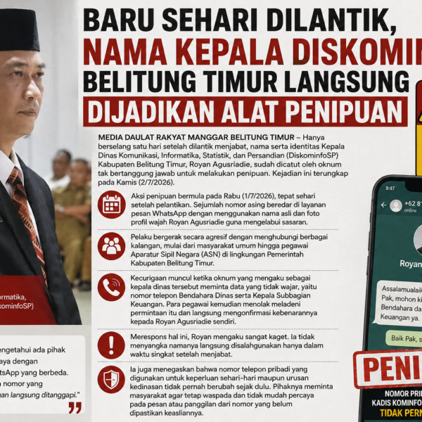 Baru Sehari Menjabat, Nama Kepala DiskominfoSP Belitung Timur Langsung Dicatut Penipu
