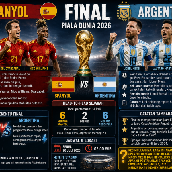 Perebutan Takhta Tertinggi: Duel Klasik Spanyol vs Argentina di Final Piala Dunia 2026