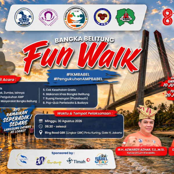 “Bangka Belitung Fun Walk” Digelar di GBK Jakarta 30 Agustus, IKM Babel Siapkan Grand Prize Rp10 Juta