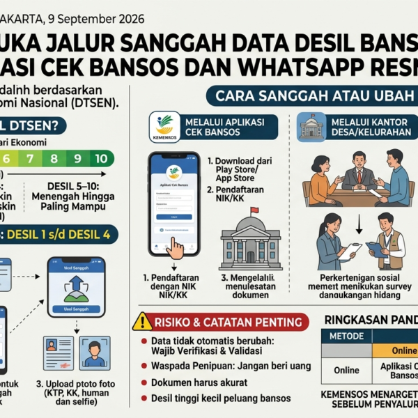 Kemensos Buka Jalur Sanggah Data Desil Bansos 2026 Lewat Aplikasi Cek Bansos dan WhatsApp Resmi