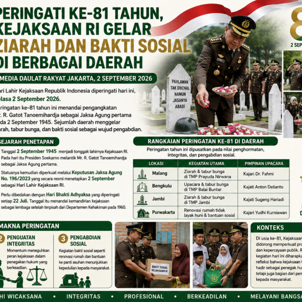 Peringati Ke-81 Tahun, Kejaksaan RI Gelar Ziarah dan Bakti Sosial di Berbagai Daerah