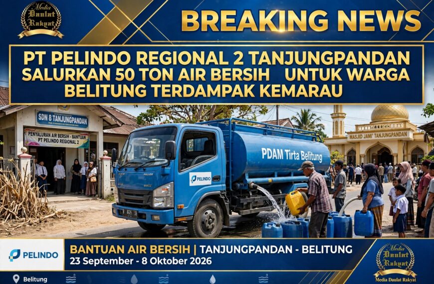 PT Pelindo Regional 2 Tanjungpandan Salurkan 50 Ton Air Bersih untuk Warga Belitung Terdampak Kemarau Panjang