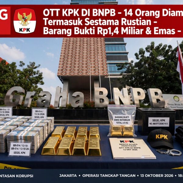 BREAKING: KPK OTT di BNPB, 14 Orang Diamankan Termasuk Sestama Rustian, Sita Rp1,4 Miliar dan Emas