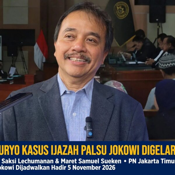 Sidang Roy Suryo Kasus Ijazah Palsu Jokowi Digelar Hari Ini, Jokowi Dijadwalkan Hadir 5 November 2026