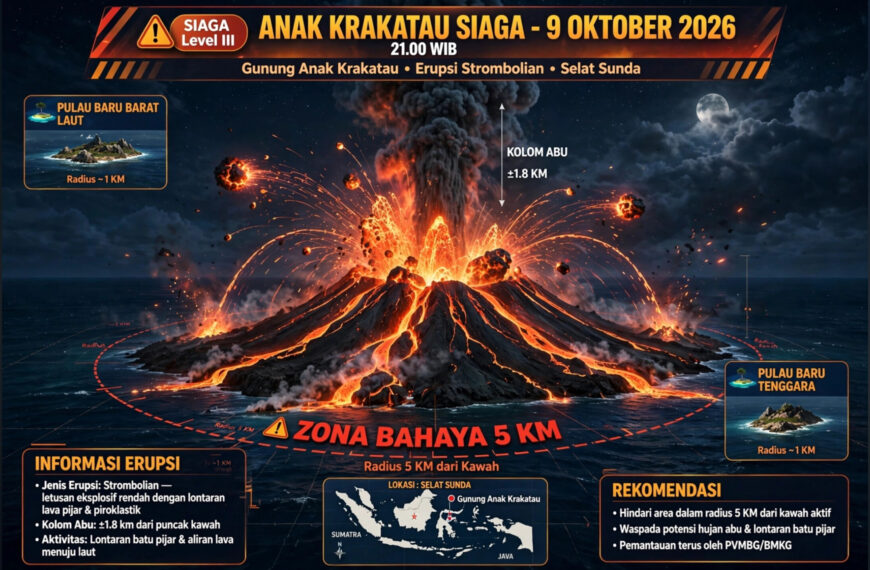 Gunung Anak Krakatau Resmi Naik Status Siaga Level III, Radius 5 KM Steril